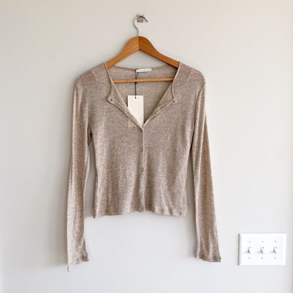 Zara Sweaters - Zara Ribbed Knit Cropped Casual Button Front Cardigan Brown M NWT